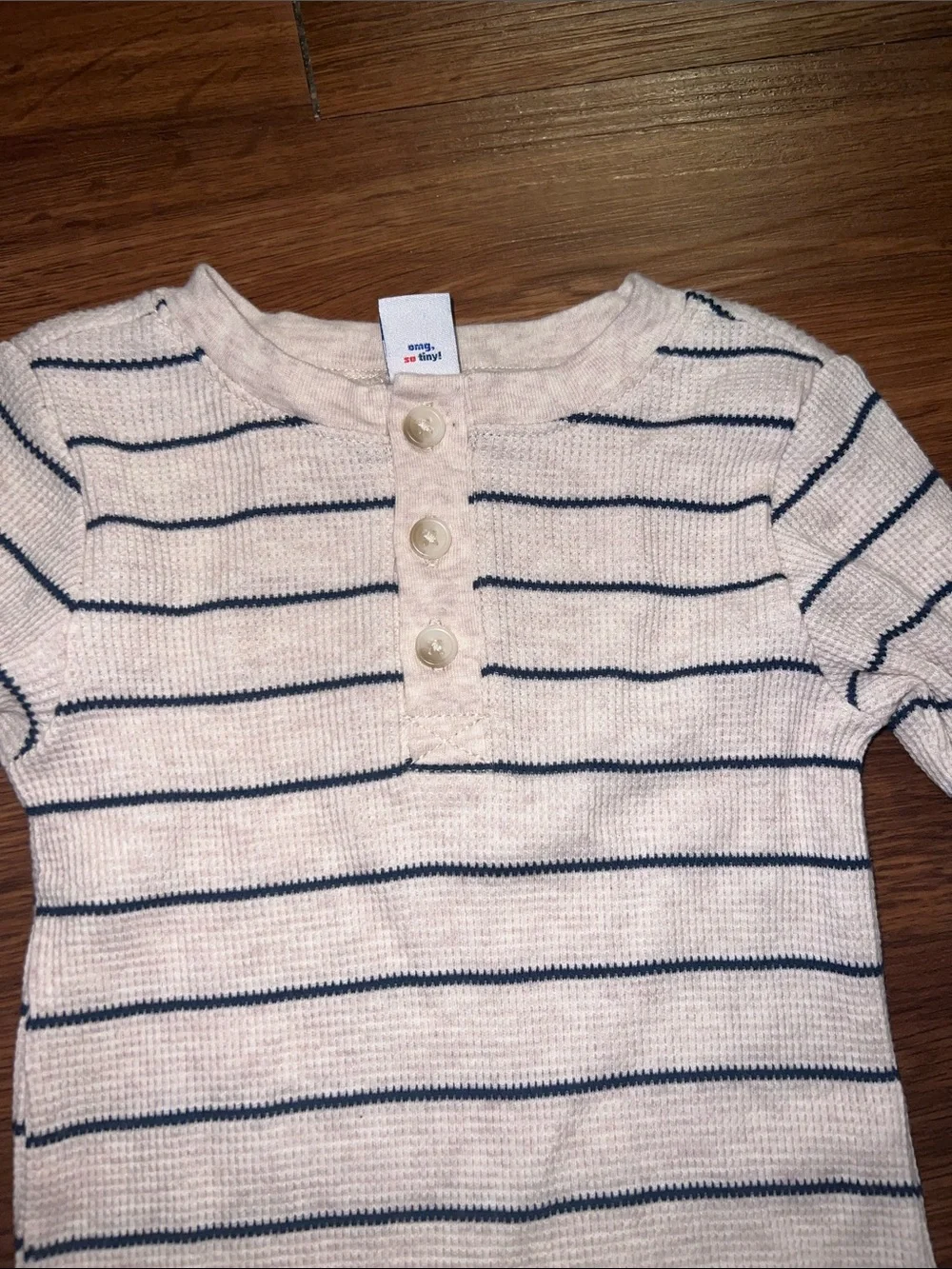 Old Navy Striped Cream Henley One-Piece Bodysuit